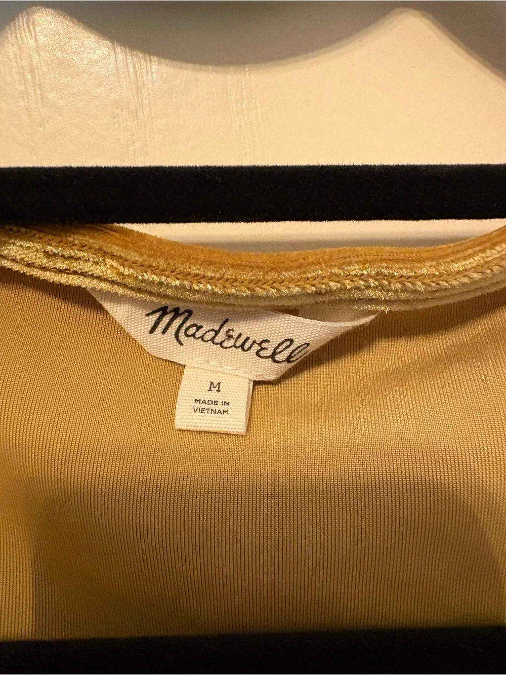 Madewell Velvet Wrap V-Neck Puff Sleeve Top - Gold
